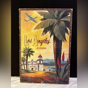 Distressed Advertising For Pan American World Airways On Burlap Covered Board